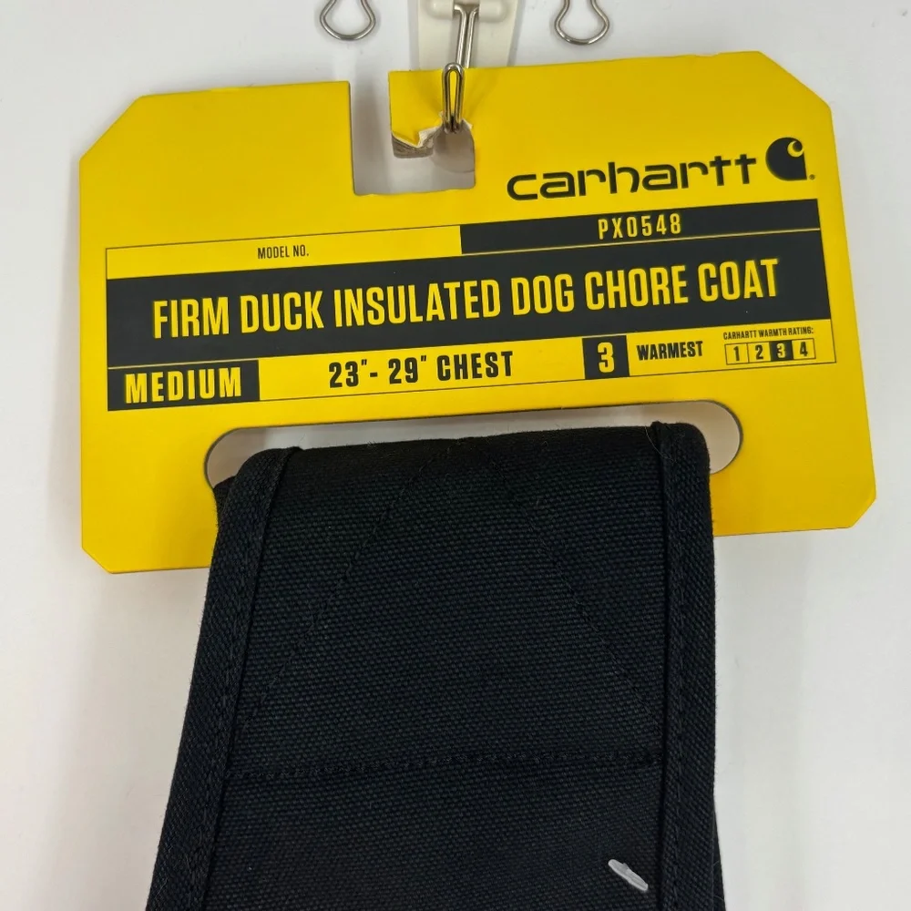 Carhartt Dog Medium Firm Duck Canvas Insulated Chore Coat Black Pockets PX0548